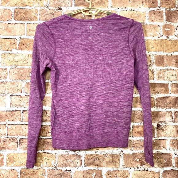 Lululemon Long Sleeve Shirt Tech Mesh Heathered Red Thumb Holes Size Medium? - Picture 2 of 7